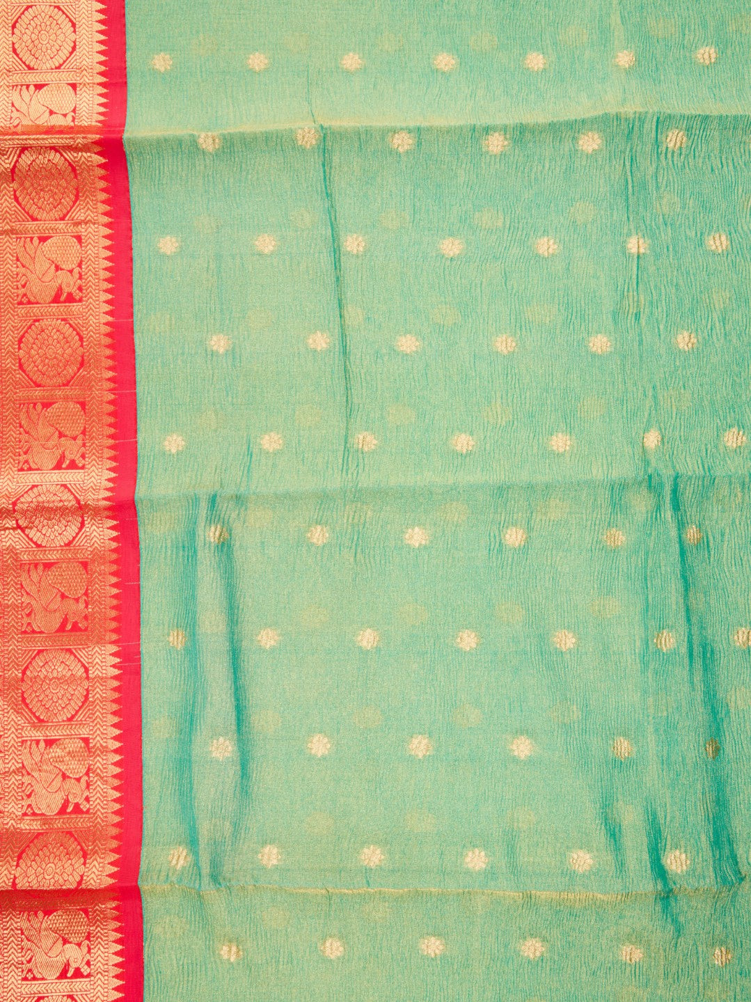 Pure Handloom Crushed Silk with Luxe Kanchipuram Weaving Border