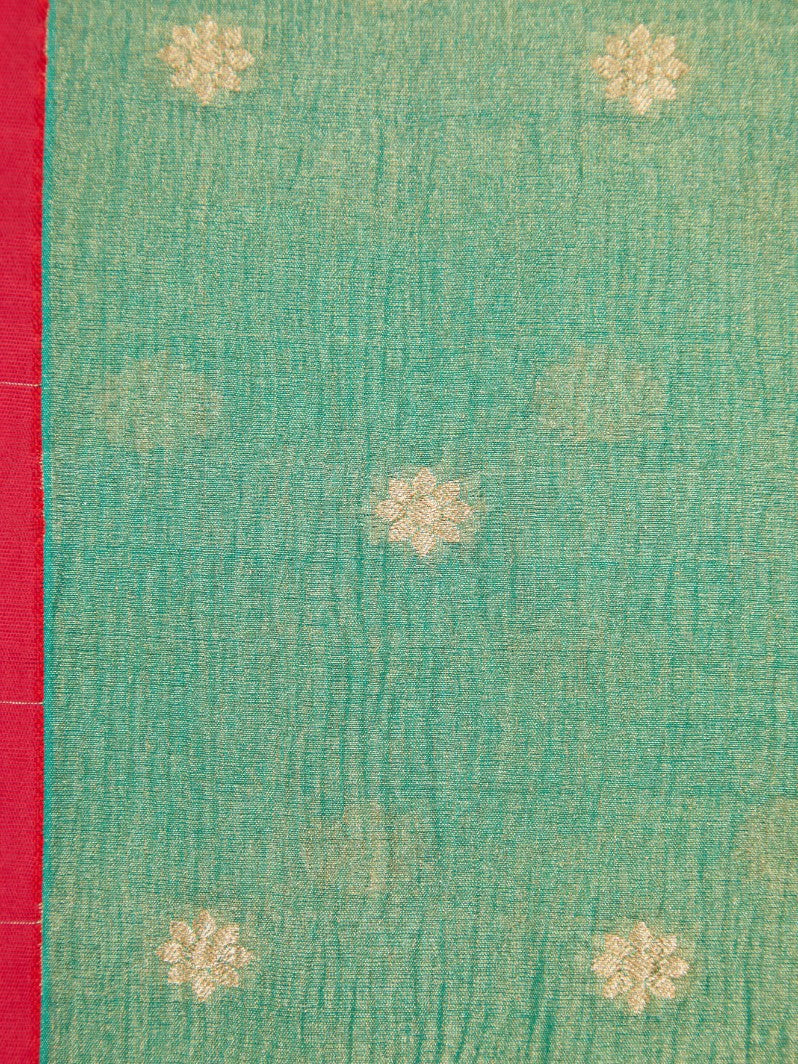 Pure Handloom Crushed Silk with Luxe Kanchipuram Weaving Border