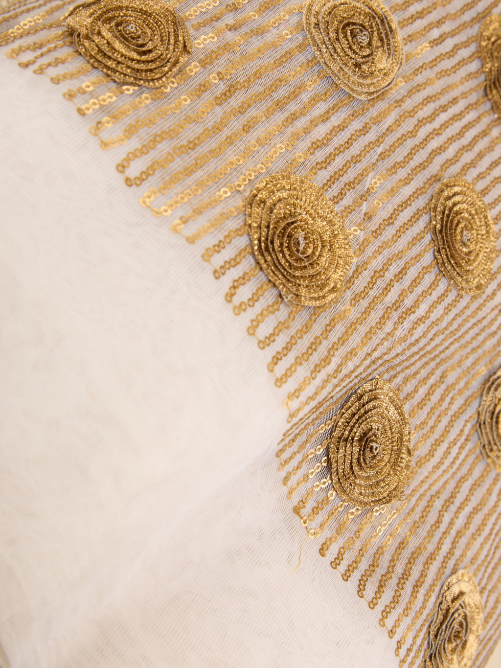 Pure Net Fabric with Delineated Antique Sequence & Floral Lace Work