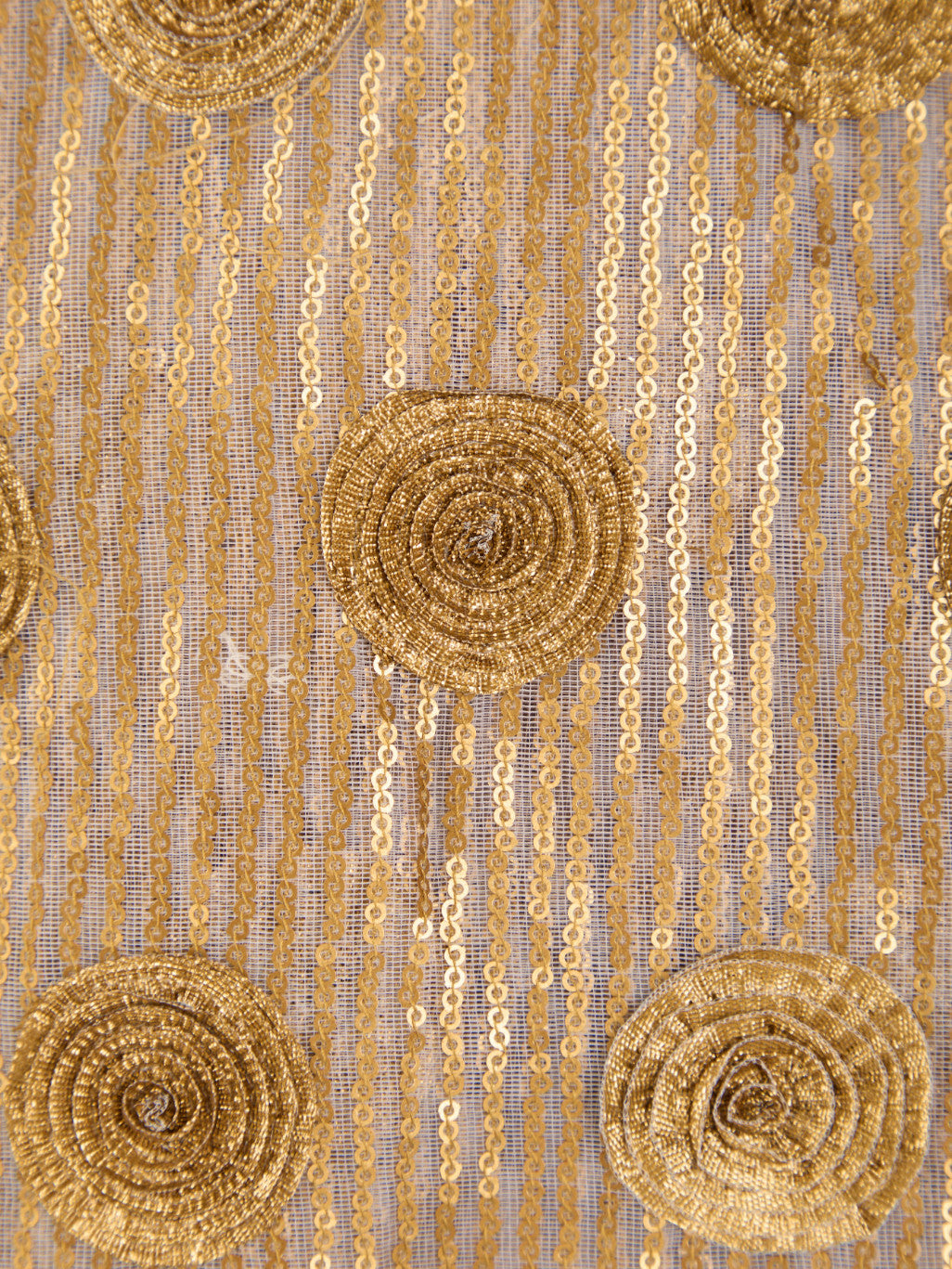 Pure Net Fabric with Delineated Antique Sequence & Floral Lace Work