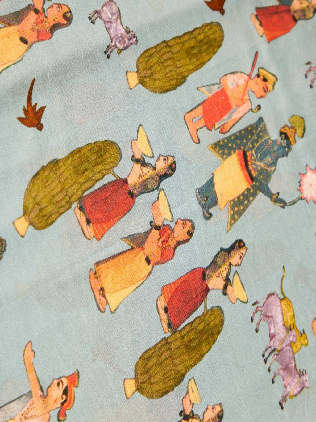 Pure Silk Fabric with Artisanal Block Prints & Kanchipuram Weaving Border