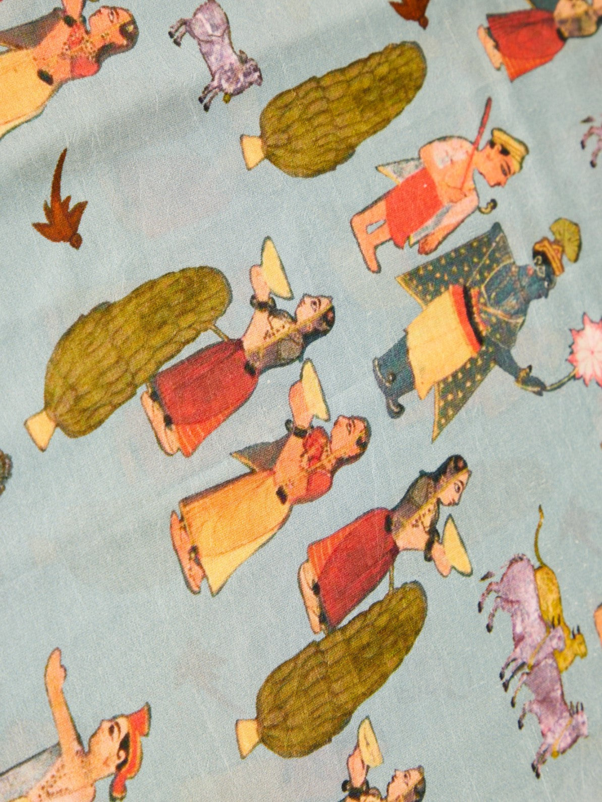 Pure Silk Fabric with Artisanal Block Prints & Kanchipuram Weaving Border