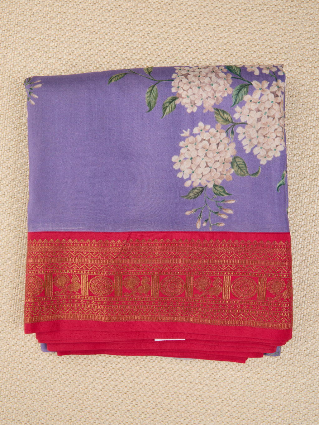 Pure Silk Fabric with Exquisite Digital Prints & Kanchipuram Weaving Border