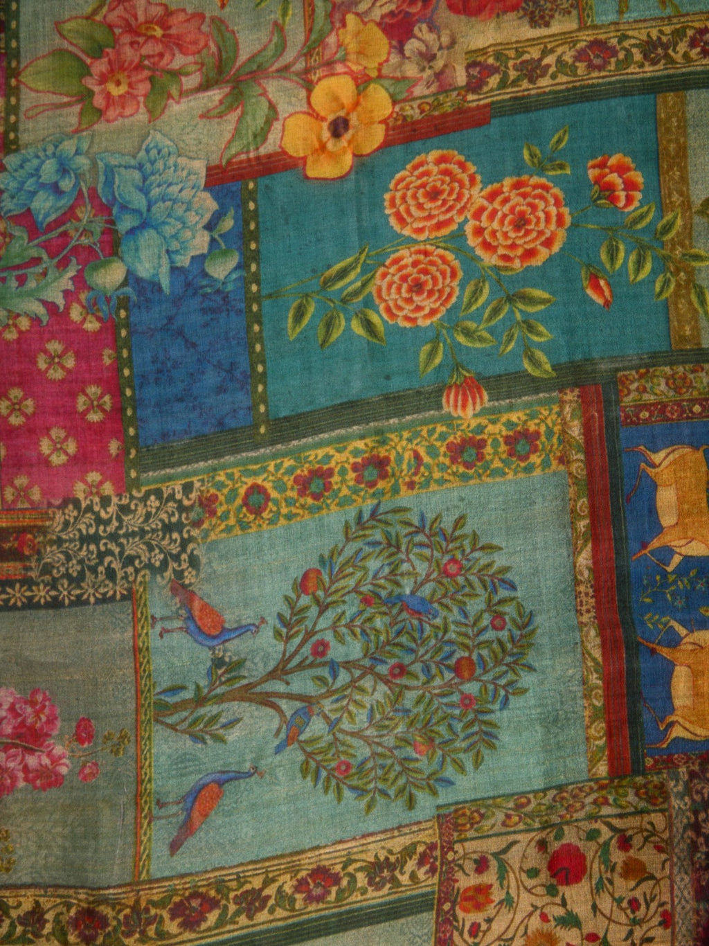 Pure Silk Fabric with Exquisite Digital Prints & Kanchipuram Weaving Border