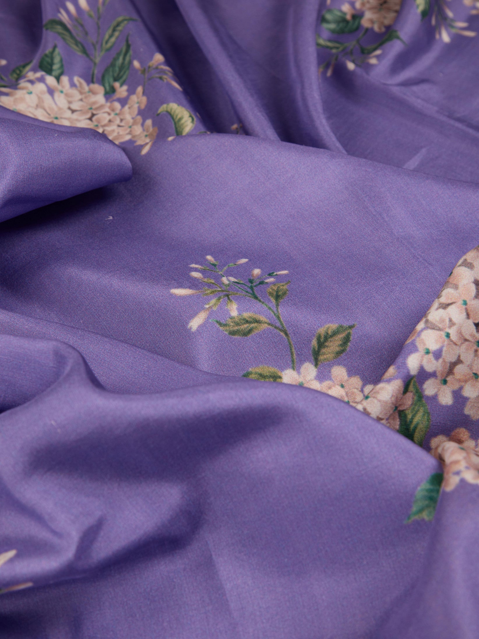 Pure Silk Fabric with Exquisite Digital Prints & Kanchipuram Weaving Border
