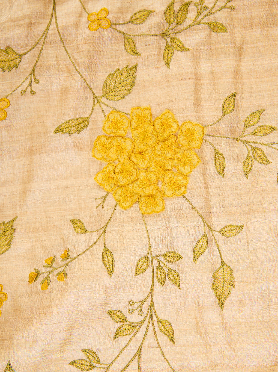 Pure Tusser Fabric with Beautiful 3D Floral Embellishments & Threadwork
