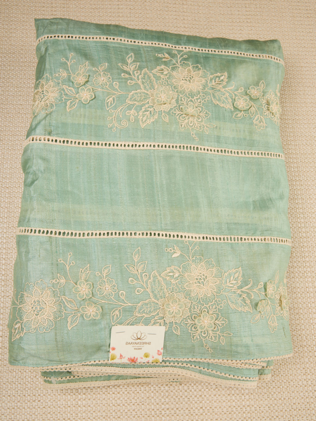 Pure Tusser with Beautiful Thread Work & 3D Floral Work Panelling Model