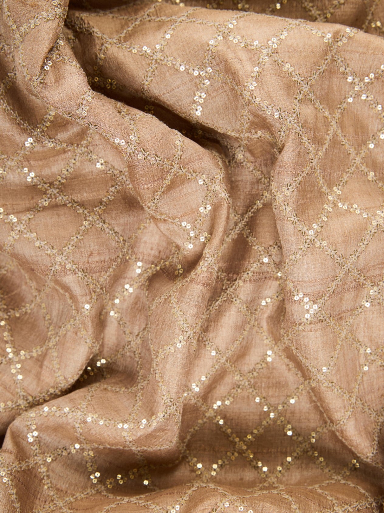 Pure Tusser Fabric with Intricate Sequence & Threadwork