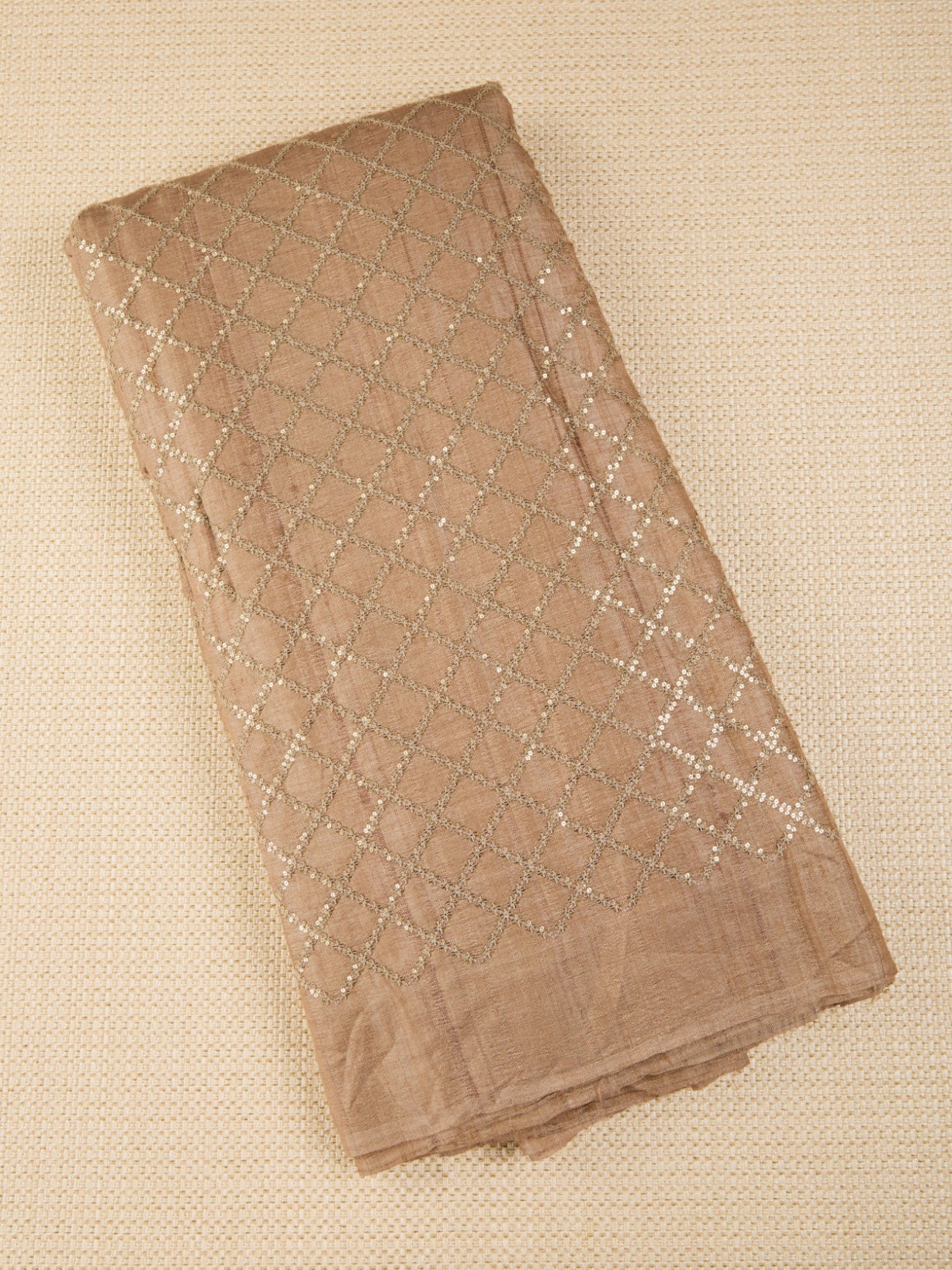 Pure Tusser Fabric with Intricate Sequence & Threadwork