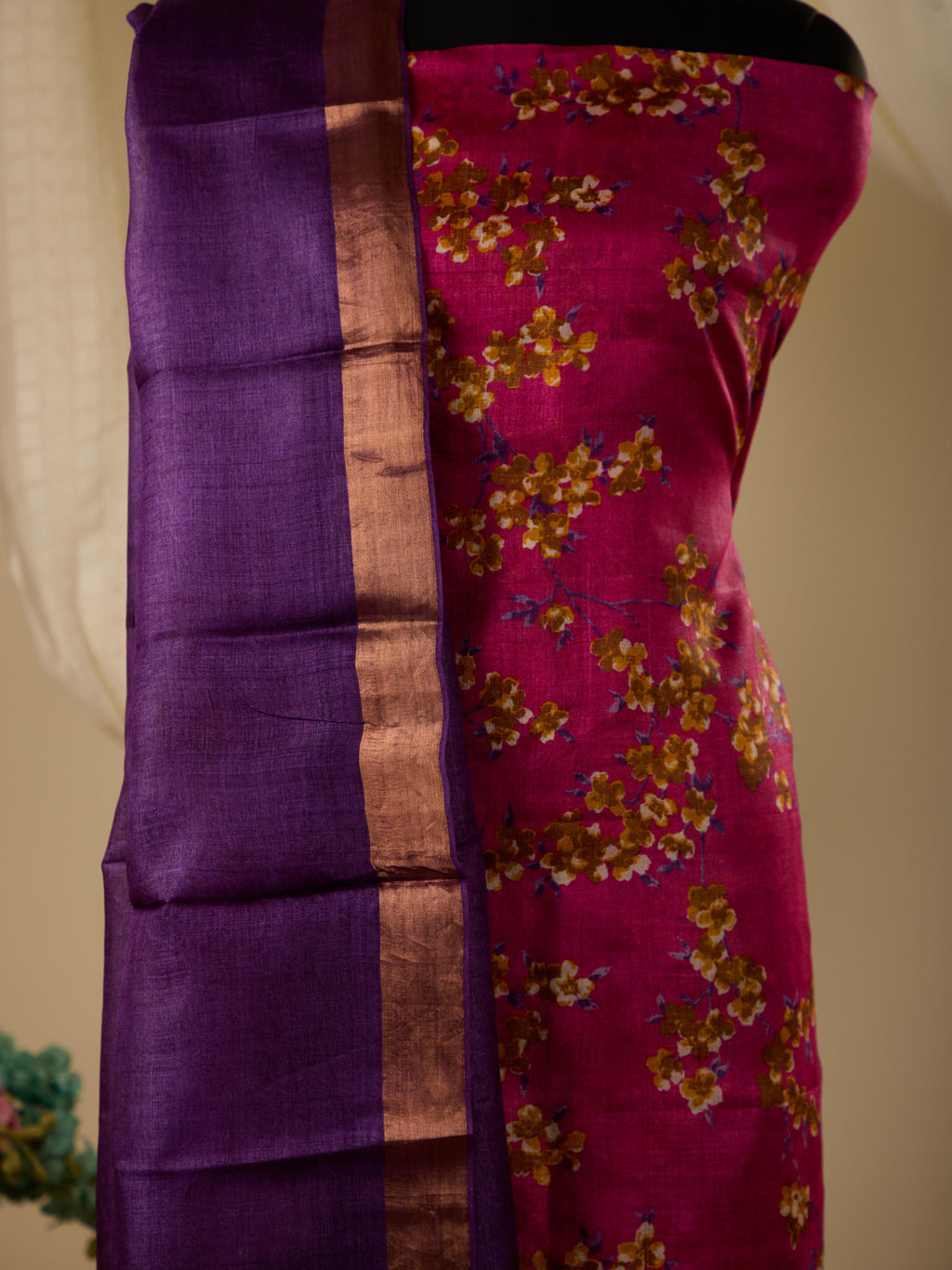 Premium Pure Tusser Silk Top & Bottom