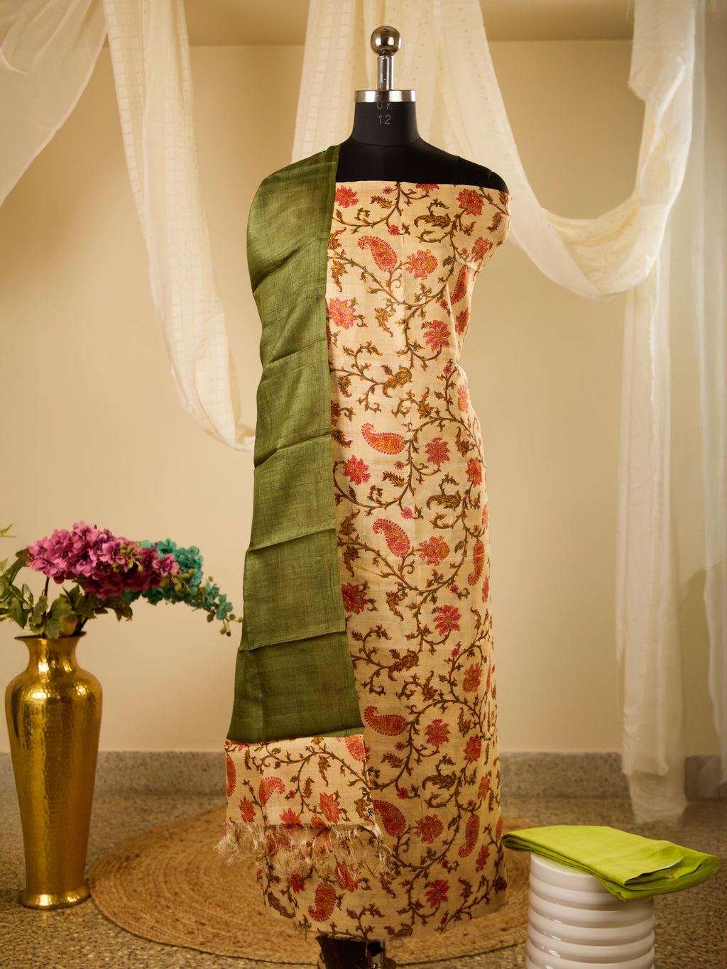 Premium Pure Tusser Silk Top & Bottom