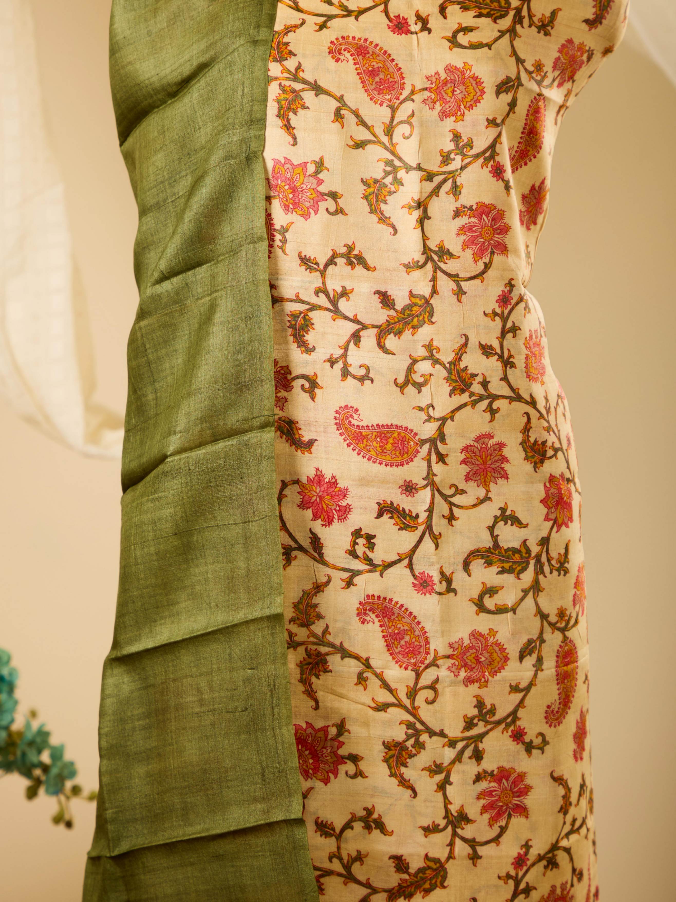 Premium Pure Tusser Silk Top & Bottom